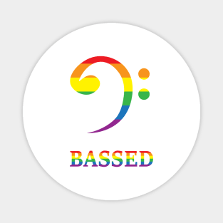 Bass clef for the based in Rainbow colours : Bassed clef LGBTQ Magnet